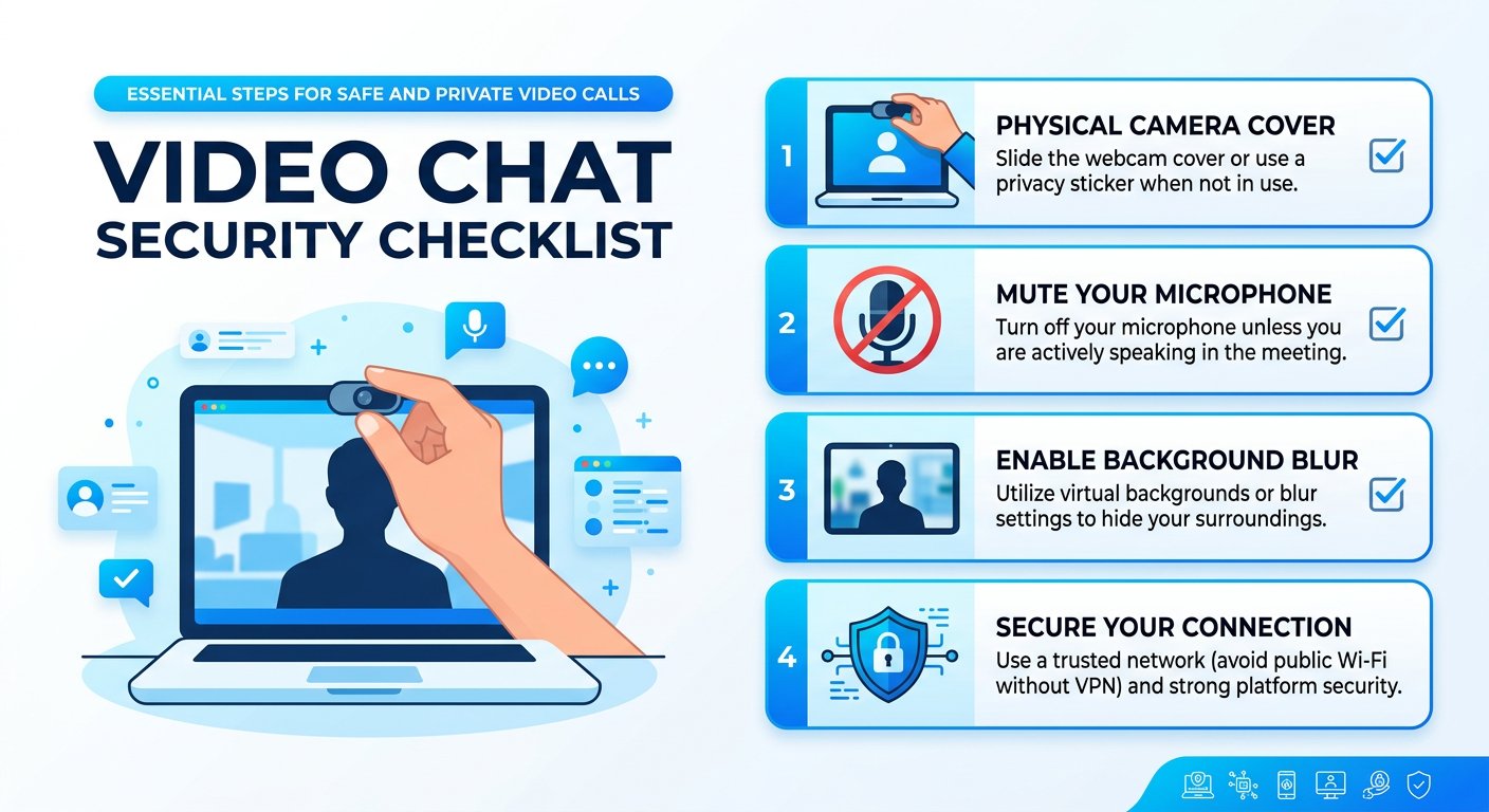 Safety checklist infographic for video chat