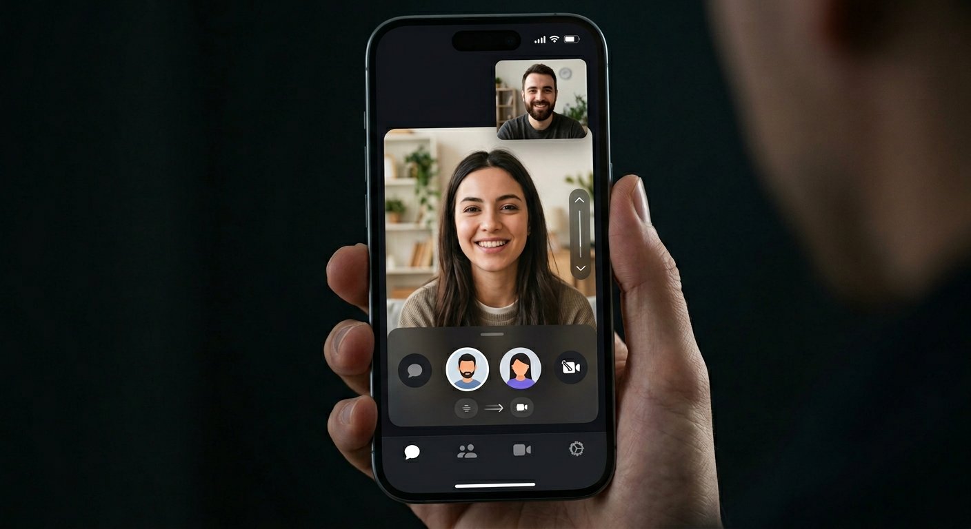 Screenshot of mobile video chat app interface on smartphone