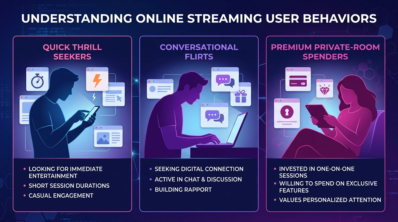 Different user types looking for cam girls online in 2026