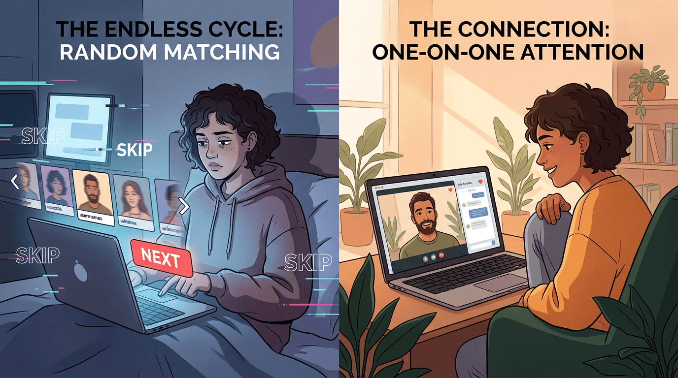 Real attention versus endless matching on cam to cam sites