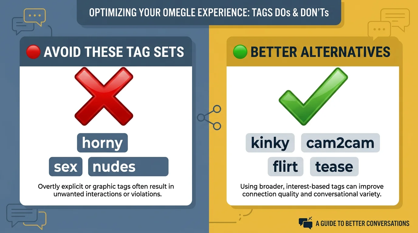 Bad Omegle tag sets vs good tag sets comparison horny sex nudes bad vs kinky cam2cam flirt tease good 2026