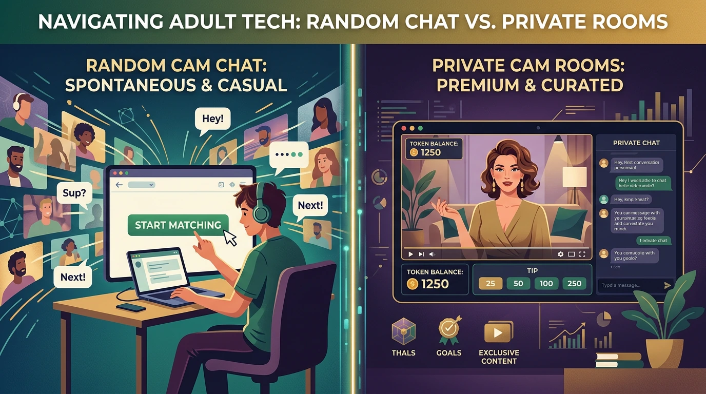 Random cam chat versus private cam rooms comparison