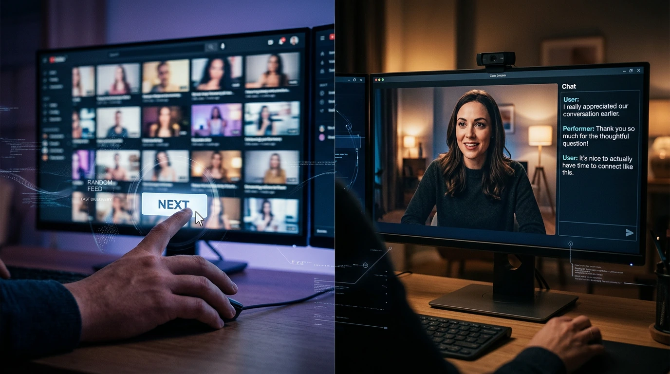 Real attention versus endless skipping on cam girl platforms